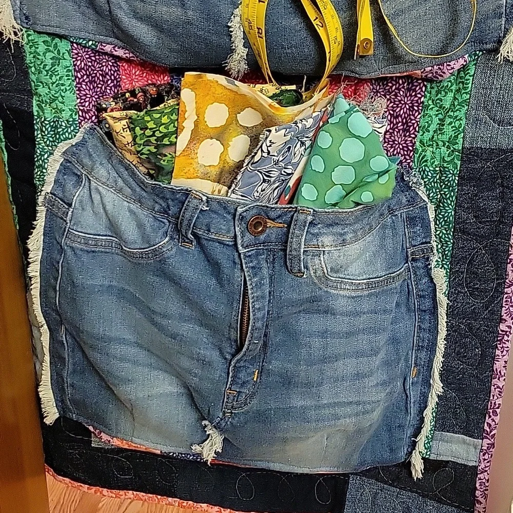 Upcycled Molly Made It Organizer Hand crafted denim & colorful quilted storage